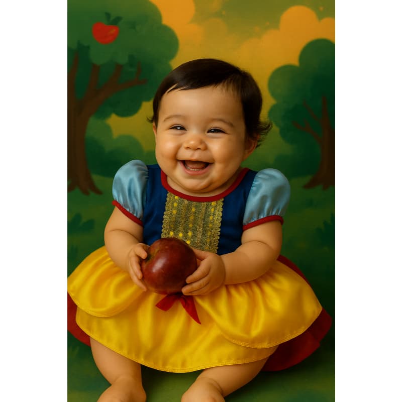 BODY FANTASIA TEMATICO  INFANTIL BEBÊ LUXO BRANCA DE NEVE MENINAS MESVERÁRIOS FESTAS CARNAVAL