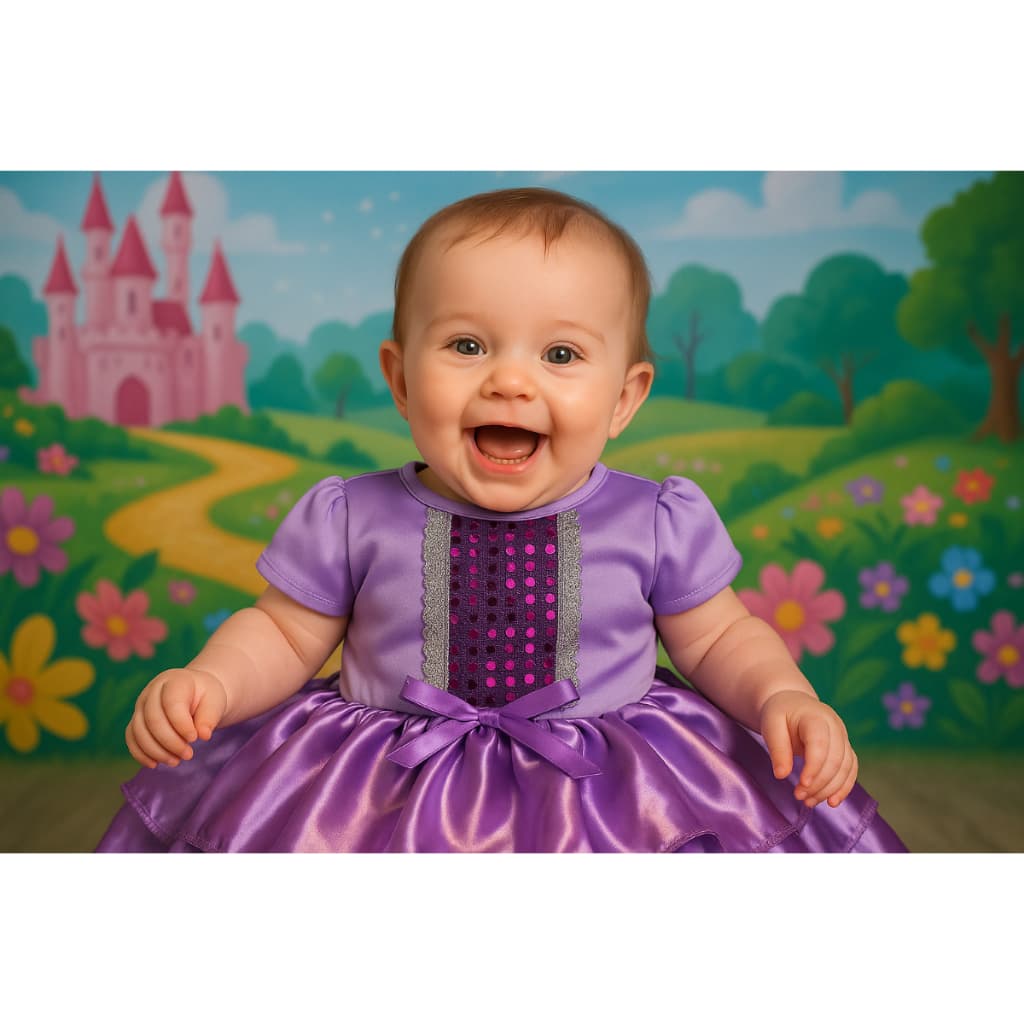 BODY FANTASIA TEMATICO  INFANTIL BEBÊ LUXO PRINCESA SOFIA MENINAS MESVERÁRIOS FESTAS CARNAVAL