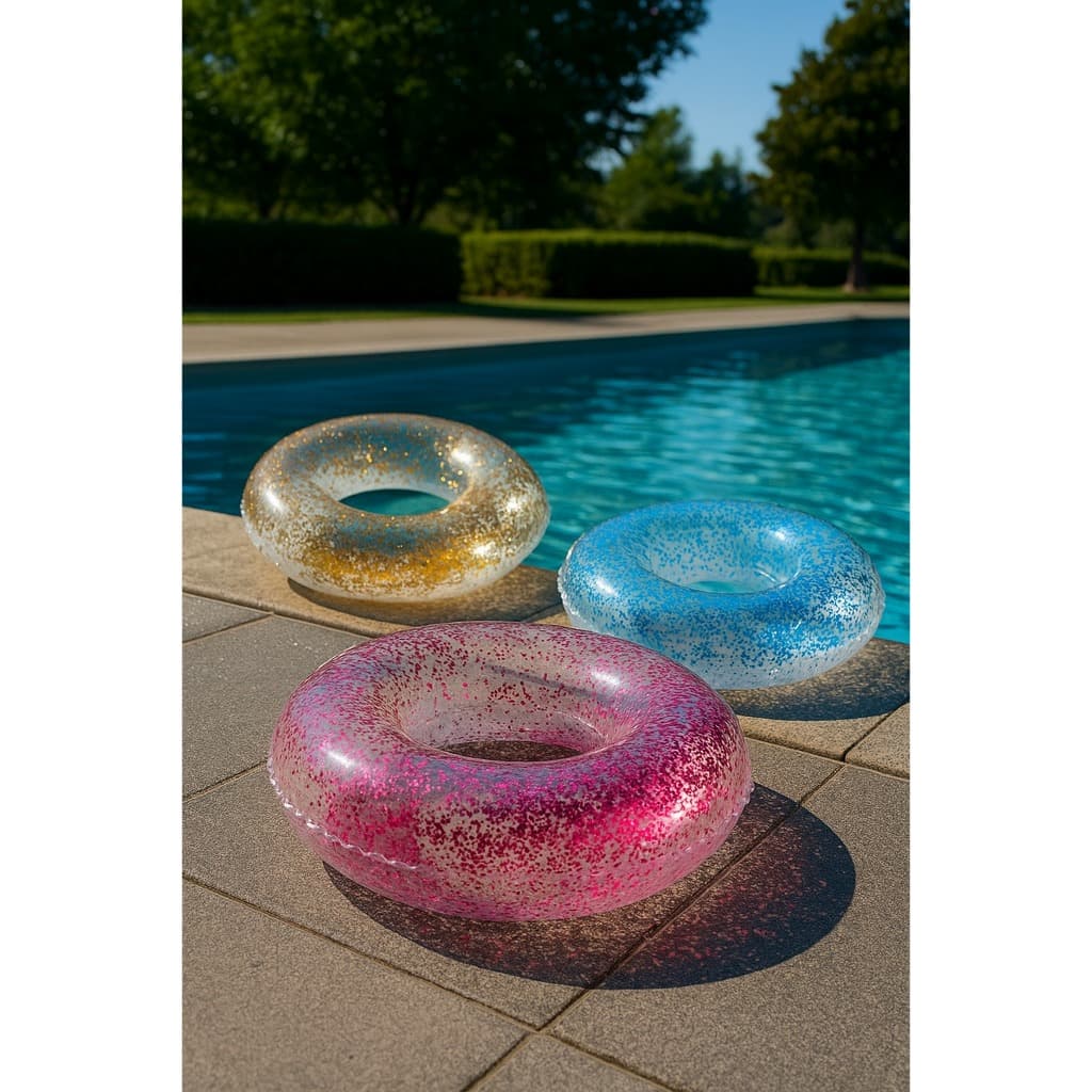 Boia Redonda Transparente com Glitter Piscina Praia Pool Party