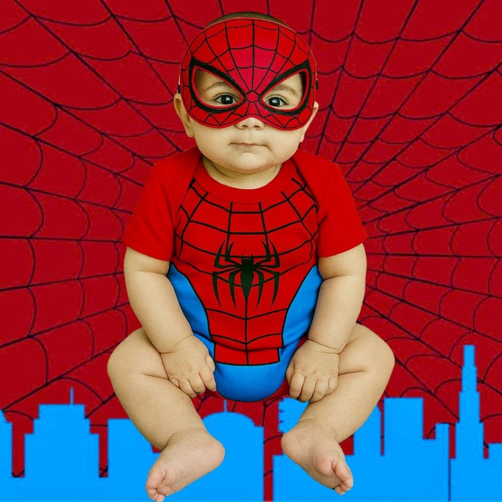 Body temático para mesversario Body + Máscara Homem aranha Body Super herois Fantsia para bebê spider man Body miranha