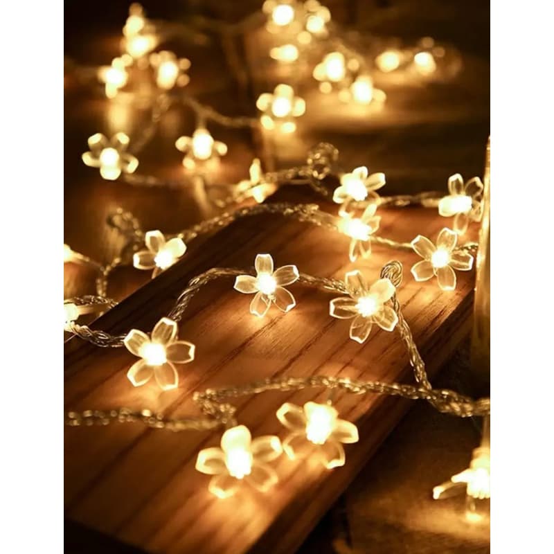 Fio de luz cordão varal luminoso flor 10 Led 1,5 metros