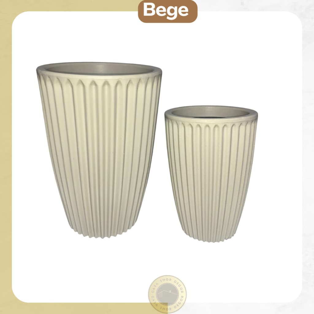 Kit 2 Vasos de Plantas e Flores Decorativos Coluna Romana P e PP Interior e Exterior Polietileno