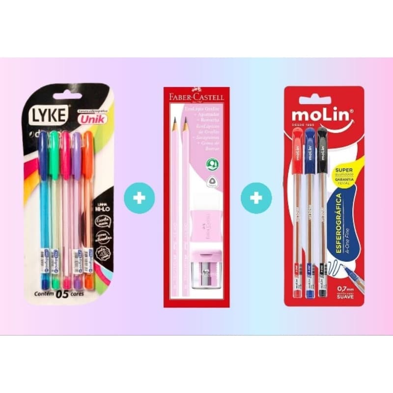 Kit escrita Faber-Castell Molin Lyke - 12 itens
