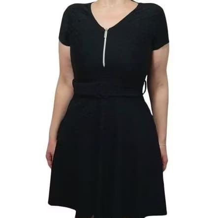 Vestido jacquard com zíper no busto vestido evasê - veste 40/44 - Moda evangélica