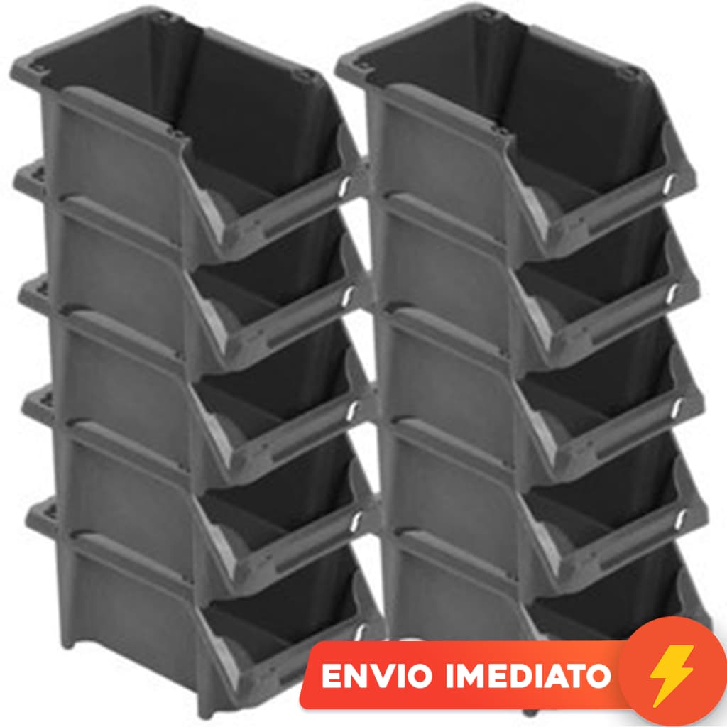Kit 10 Gaveteiro Bin N3 Preto Vonder Organizador Plástico Parafusos Peças
