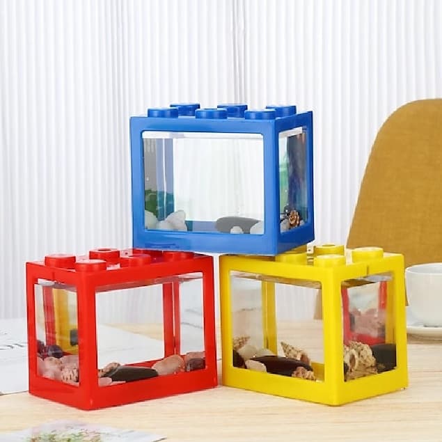 Mini Aquários Ecológicos Criativos Multicolor Empilháveis Blocos lego Decoração Peixes Betas beteira de acrilico