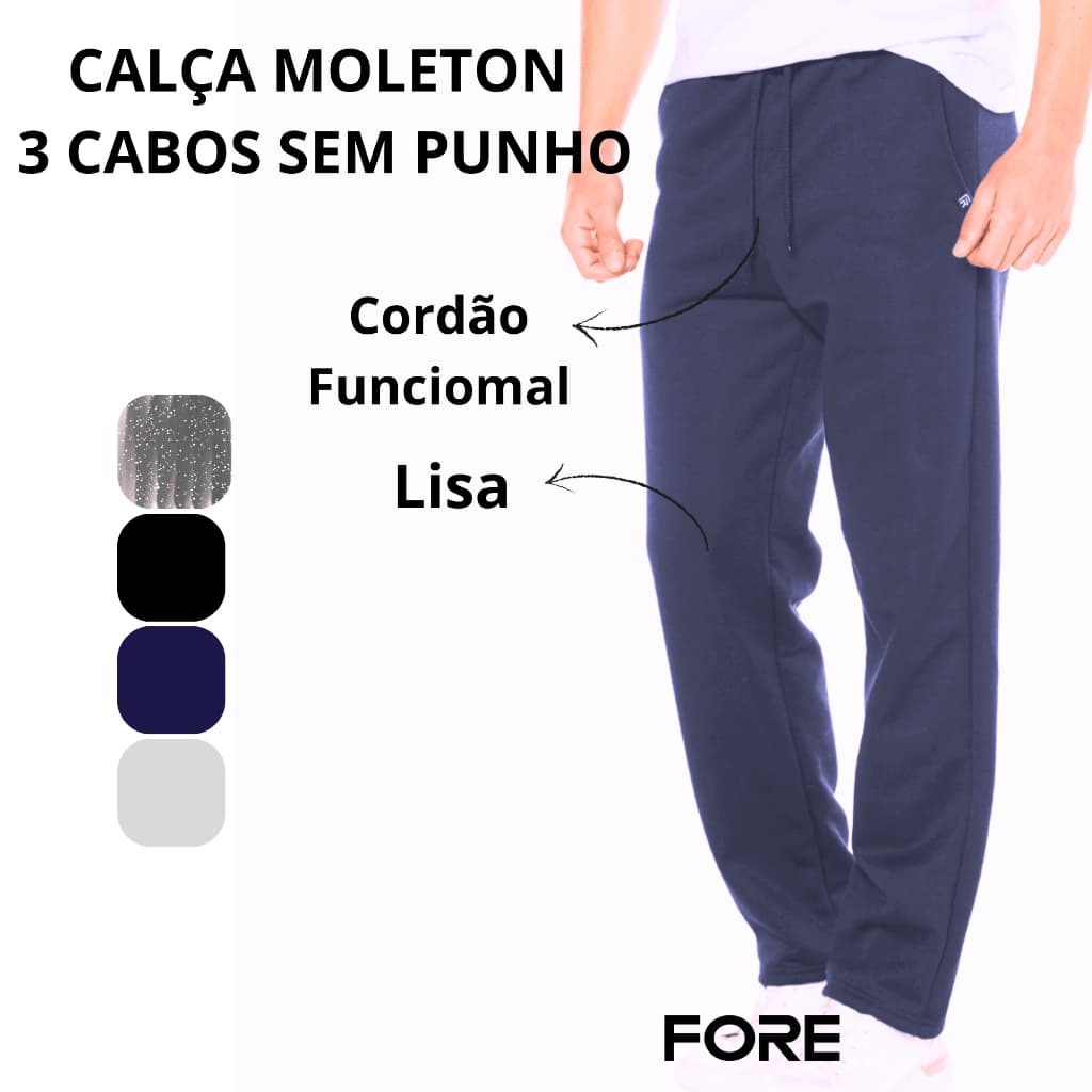 Calça Moleton Masculina Peluciada sem Punho 505223-A