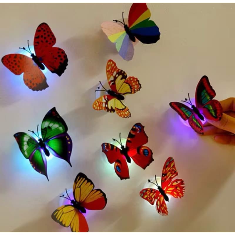 Borboletas com luzes de Led decorativa kit com 5 unidades