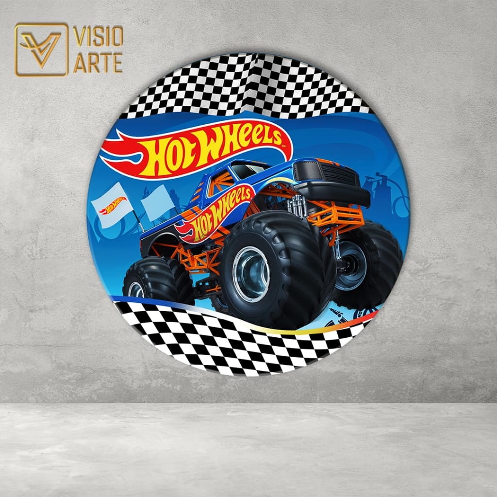 Painel Redondo Sublimado 3D Monster truck 06 c/ Elastico