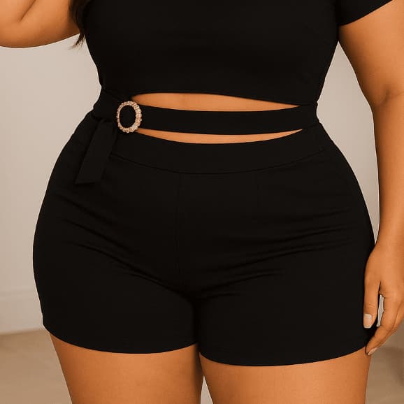 Short Plus Size Feminino Cintura Alta  – Moda Verão, Confortável e Elegante G ao G2 , Promoção