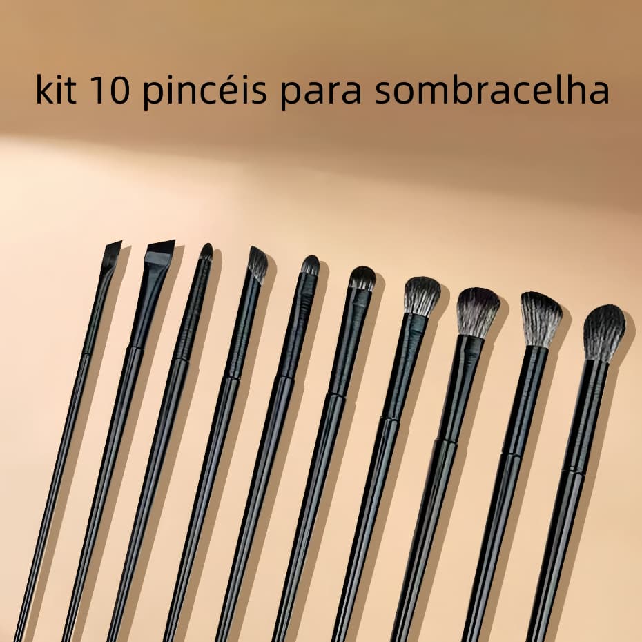 kit 10 Pincéis De Maquiagem Para Sobrancelha Olhos Multifuncional 024-219