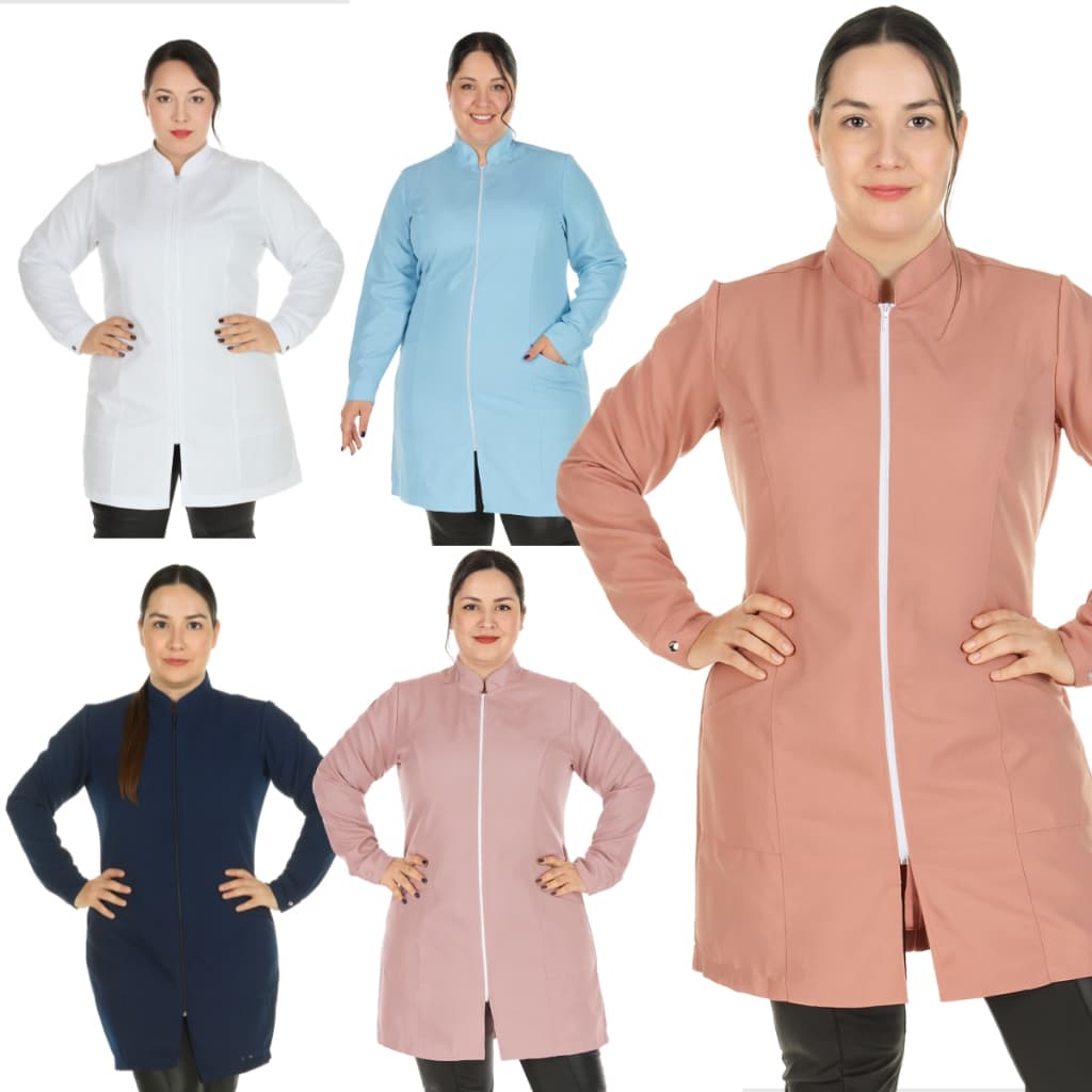 Jaleco Feminino Plus Size Manga Longa Oxford Premium Saúde Clinica Veterinária Estudante Enfermagem