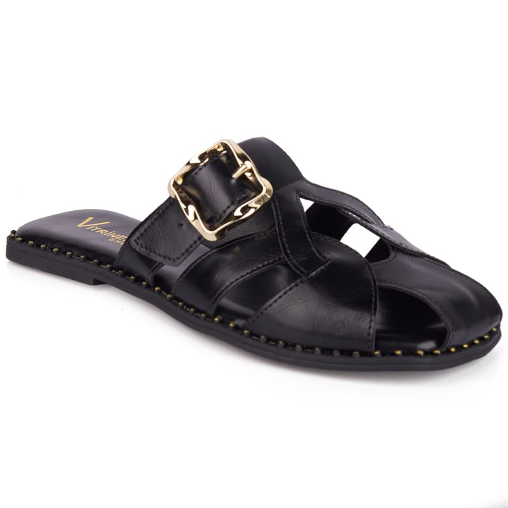 Sandália Rasteirinha fechada fivela ajustável casual Vitrine shoes