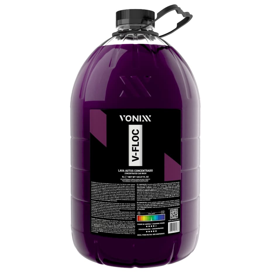 Shampoo Automotivo V-Floc 5L Vonixx Lava Autos Neutro Super Concentrado
