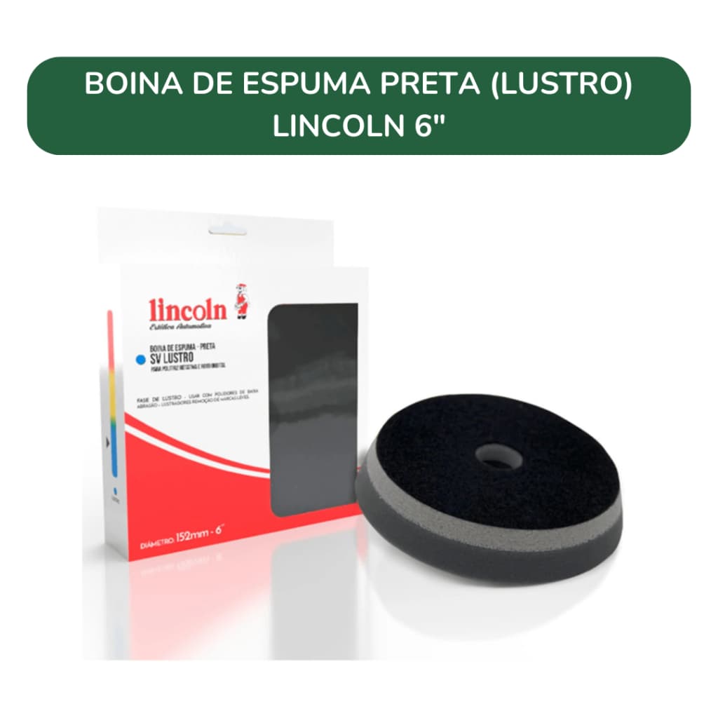 Boina de Espuma Preta - Lustro Lincoln 6"
