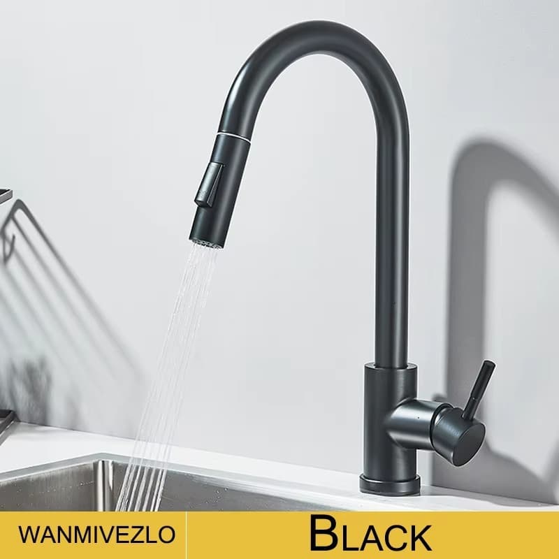 Torneira para cozinha gourmet Misturador Monocomando em Aço Inox Escovado Cor Preta
