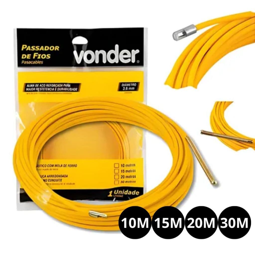 Passador de fios Sonda Para Cabos Eletricos Vonder 10m 15m 20m 30m Com alma de Aço Oferta