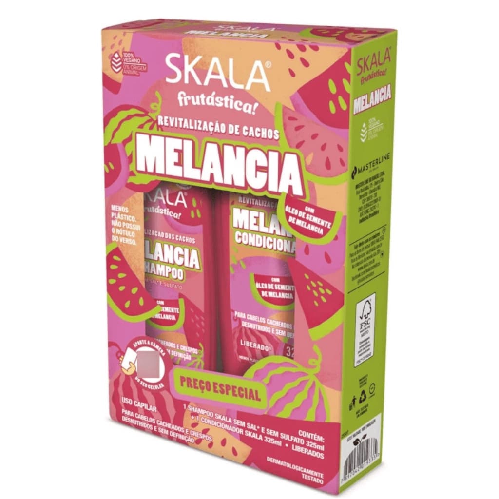 Kit Shampoo e Condicionador Melancia Skala – Nutrição e Hidratação para Cachos Frescos e Saudáveis