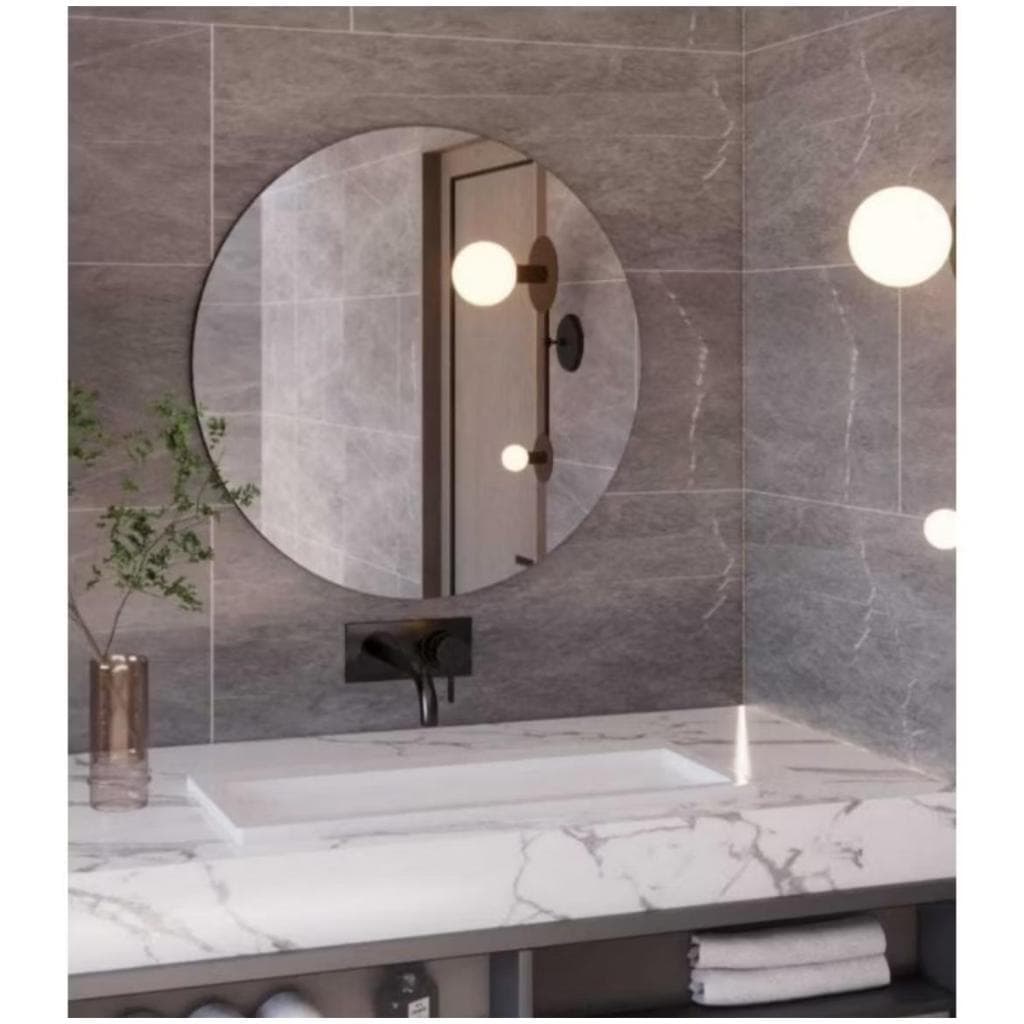 Espelho de Parede Redondo 60cm Vidro Lapidado Grande Decorativo Lavabo Quarto Sala Pronta Entrega!!!