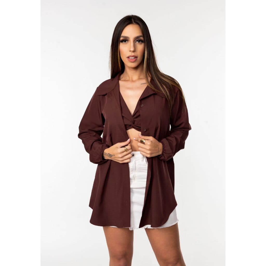 Conjunto Liso croppet +Camisao Kimono  Moda Blogueira Tendencia
