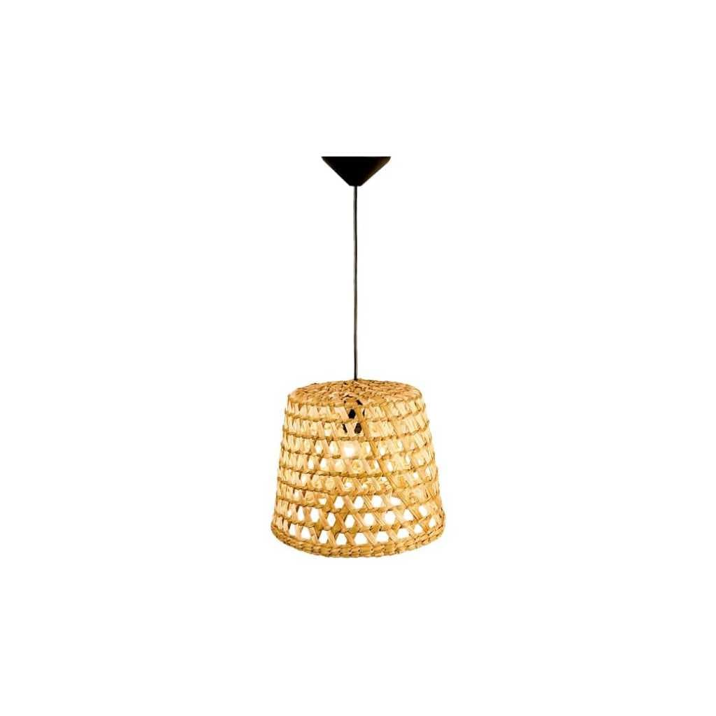Lustre Rústico Pendente Luminária de Teto Taboa Fibra Natural ou Cachepô Tamanho P M G