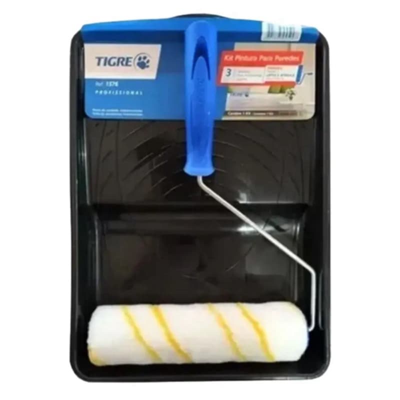 Kit Pintura 3 Peças Tigre 1576 Rolo Suporte Bandeja