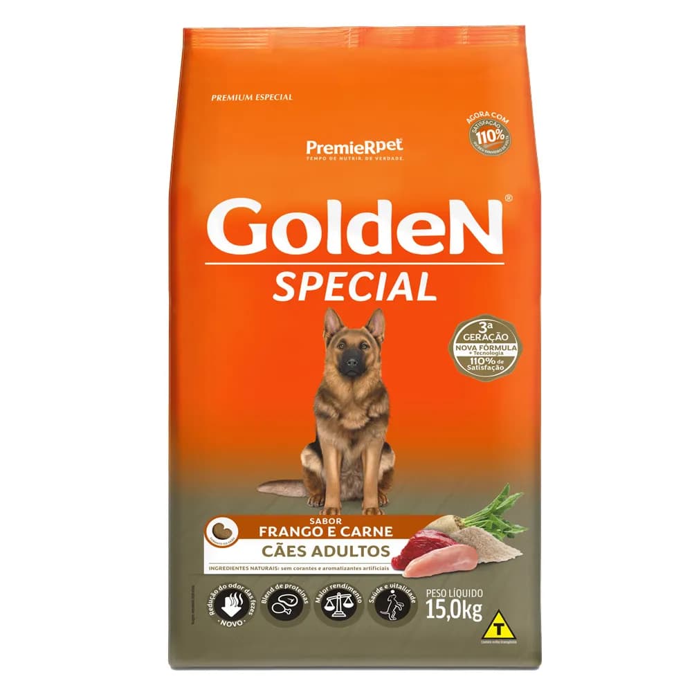 Ração Golden Special Cães Adultos Sabor Carne e Frango - 15kg