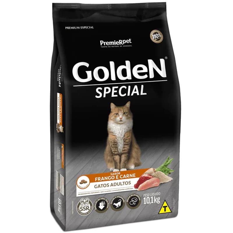 Ração Golden Special Gatos Adultos Sabor Carne e Frango - 10,1KG