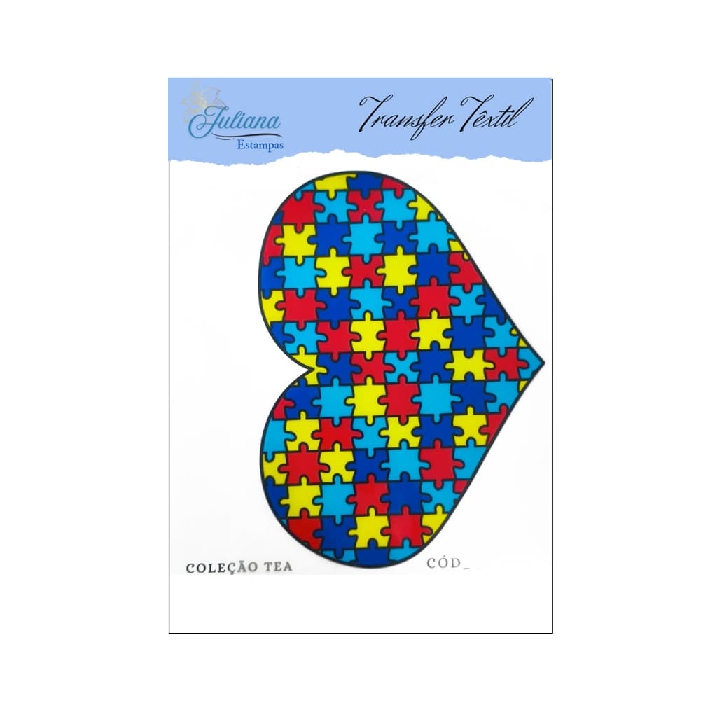 Transfer De Imagem Têxtil Autismo Coração Quebra Cabeça Para Aplicação em Roupas, toalhas Panos de Prato e outros