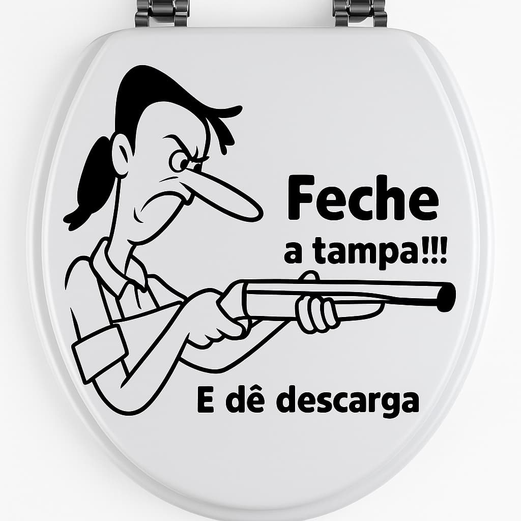 Adesivo Divertido de Tampa de Banheiro – “Feche a Tampa e Dê Descarga!” – 30x30cm