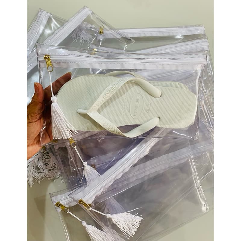 20 unidade de Necessaire carteira porta chinelo Cristal transparente, Ótimo para colocar seu kit chinelo/festa/