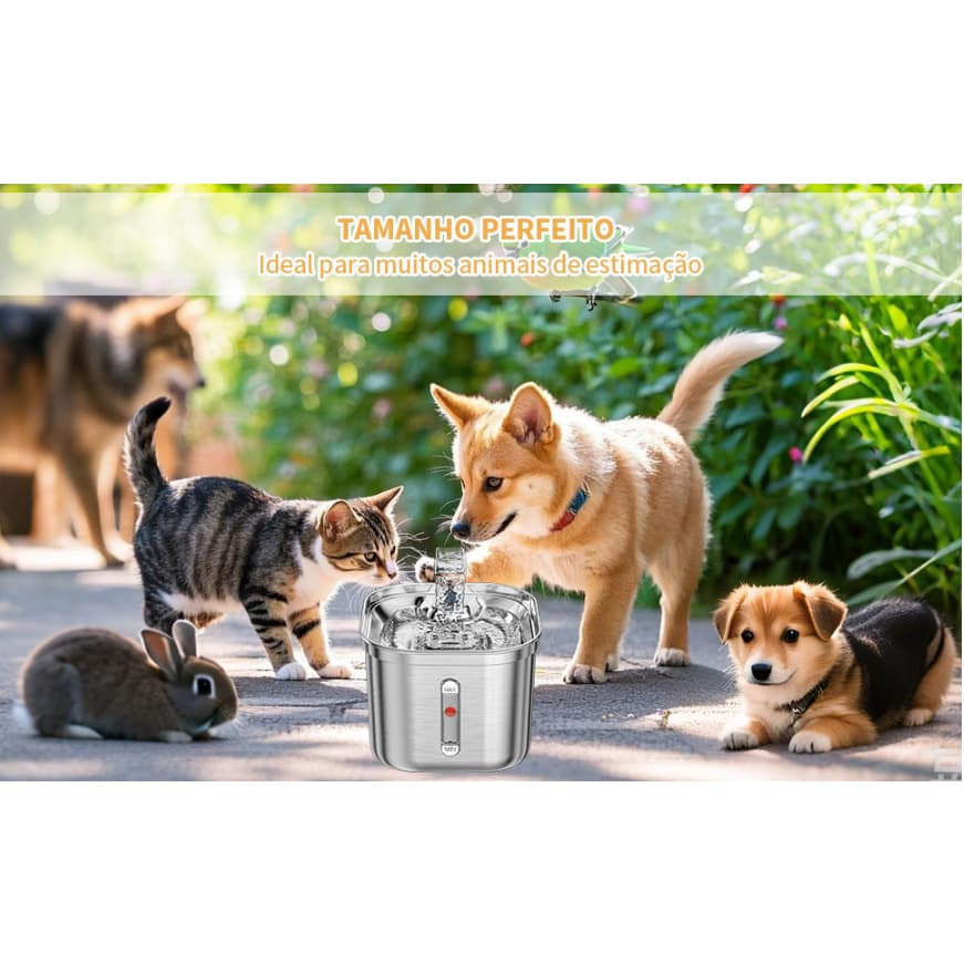 Bebedouro para PET em Aço Inoxidável 304 com Porta USB - Saúde, Silêncio, Inovação Filtragem Automática