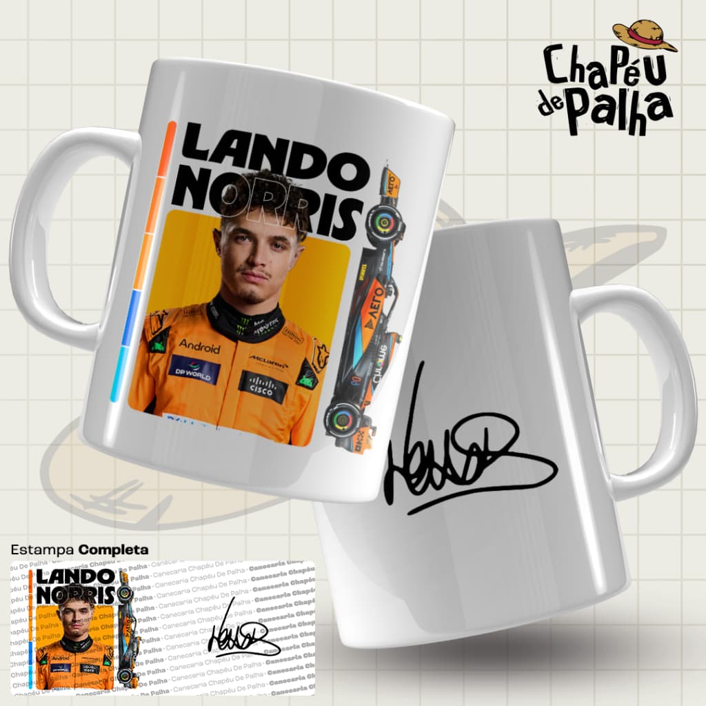 Caneca Fórmula 1 Porcelana 325ml – Corrida F1 – Presente Automobilismo - Lando Norris