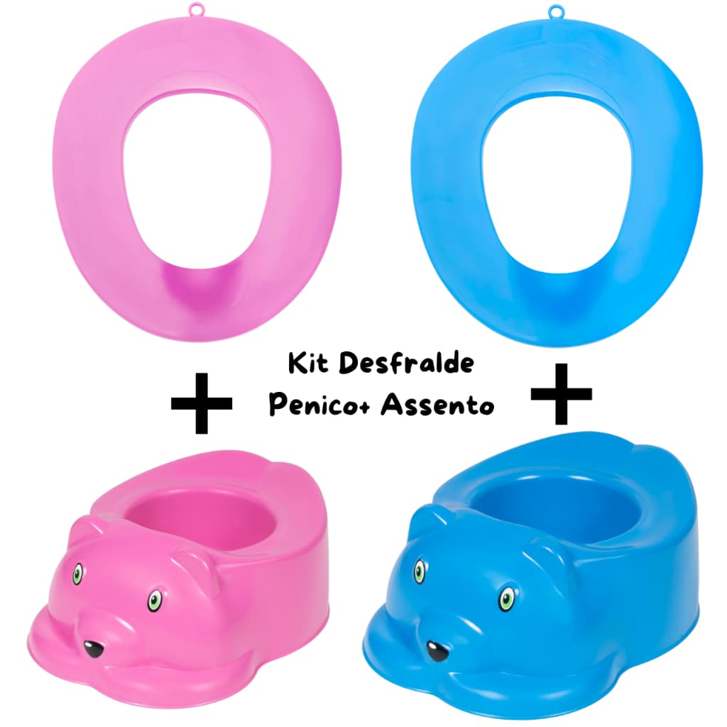 Kit Desfralde Penico e Assento Redutor Troninho Infantil Urso Baby