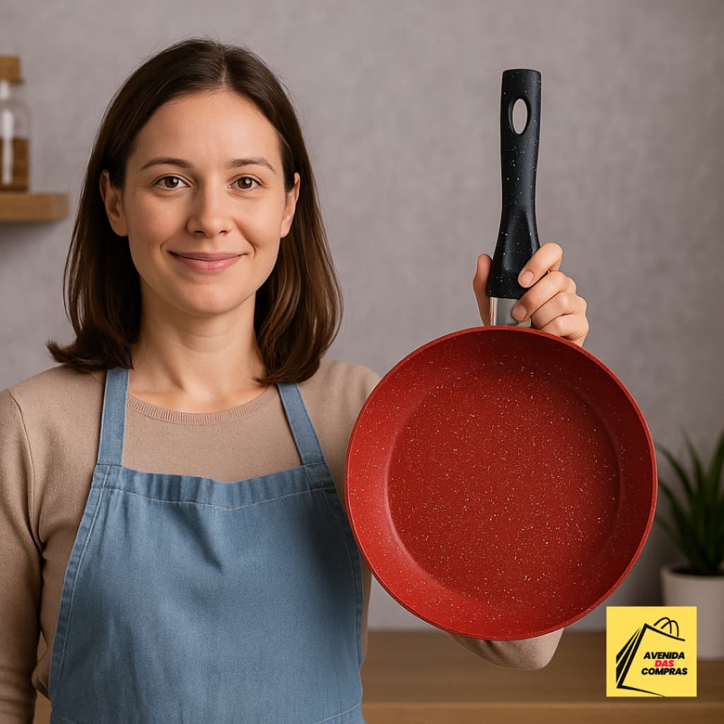Frigideira Panelinha Antiaderente Alumínio 18cm Indução Vermelha Cozinha