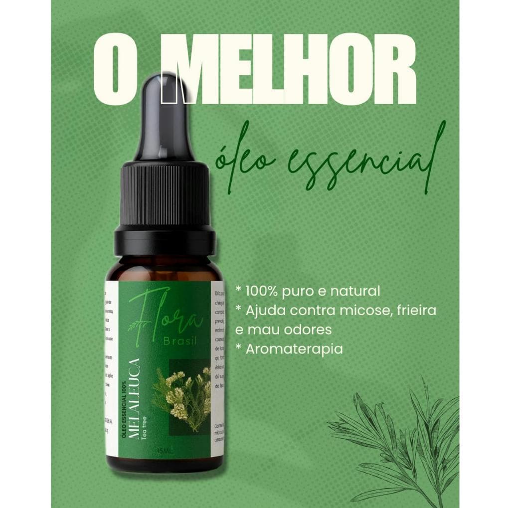 Óleo Essencial de Melaleuca 100% Puro.