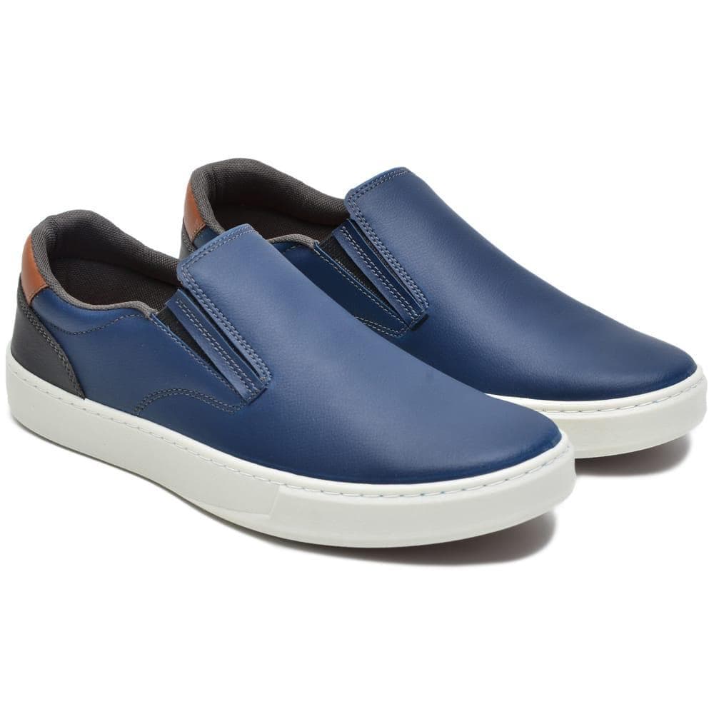 Sapatênis casual masculino couro sintético elástico e palmilha de gel 1003S