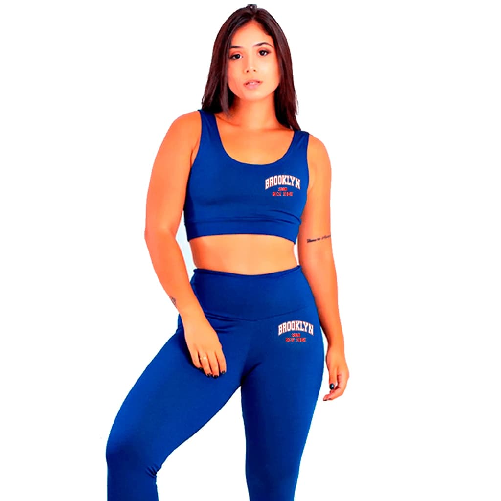 Kit Conjunto De Calça Legging Com Top Suplex Feminina Cintura Alta Brooklyn