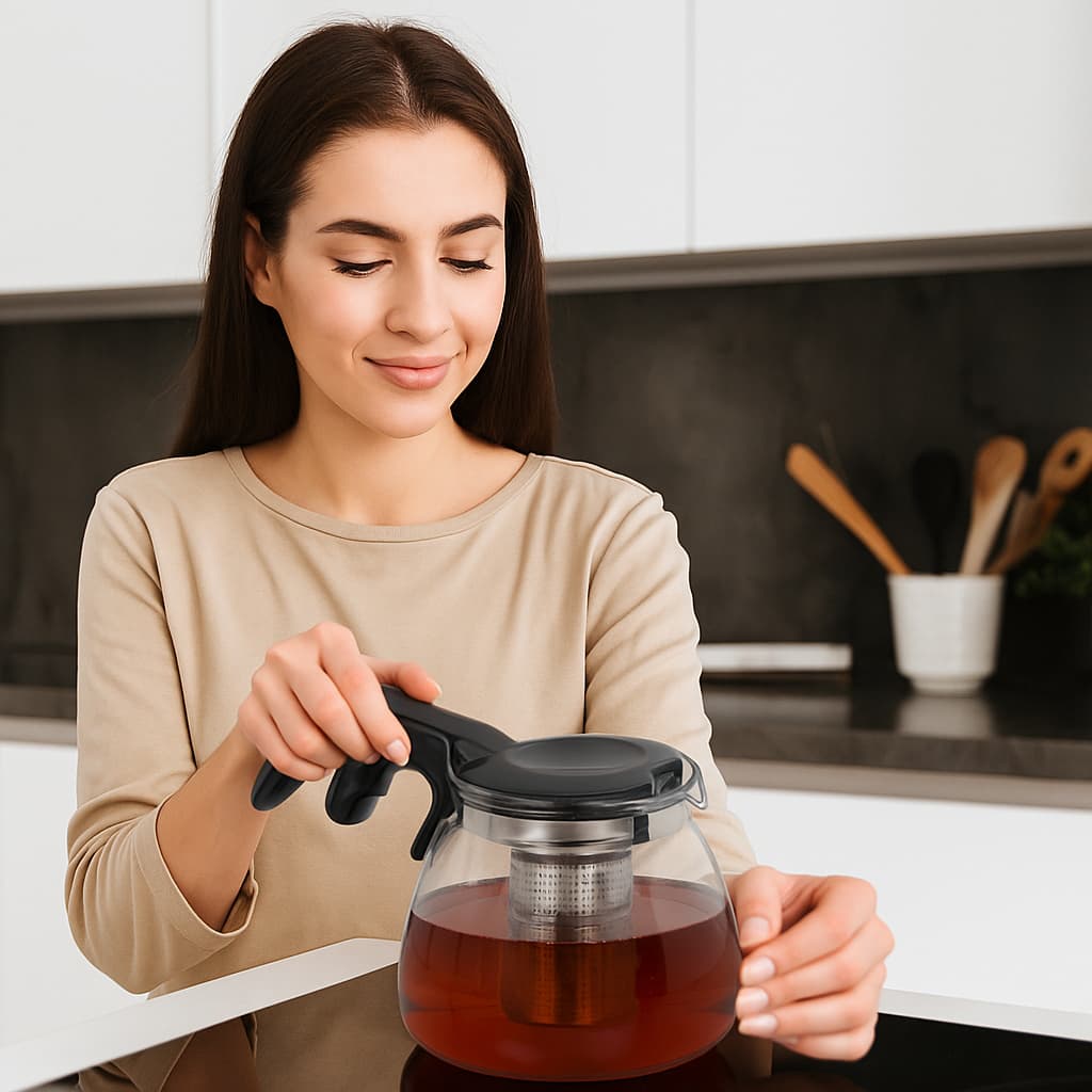 CHALEIRA DE VIDRO BOROSSILICATO 350ML PORTÁTIL PRETA PARA CHÁ CAFÉ