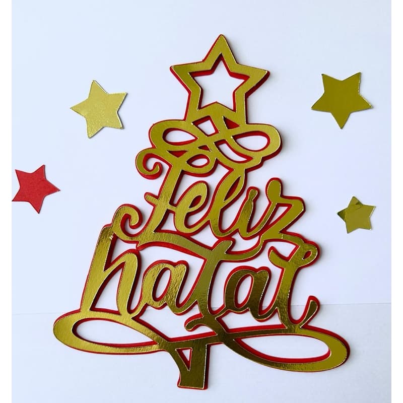 KIT 4 Topos de bolo Feliz Natal. Festa Natalina. Enfeites de Natal. Decoração de Natal. Decoração Bolo. Natal