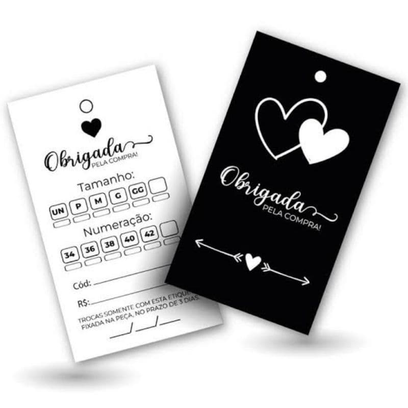 Tags Etiquetas Personalizadas para roupas com furo de 5mm
