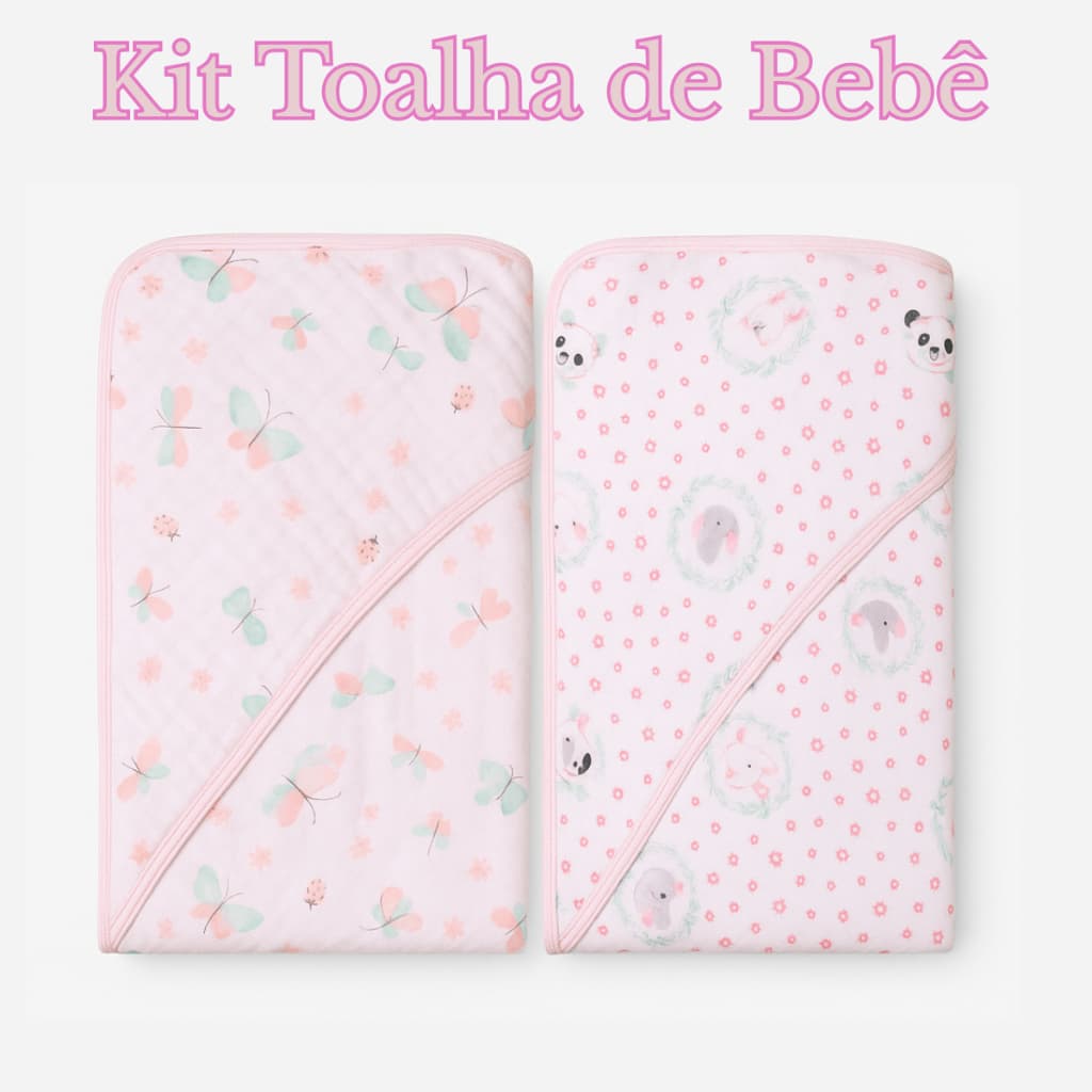 Toalha de Banho Bebê Soft com Capuz Ou Kit 2 ou 3 Toalhas Fralda Macia Estampadas Meninos e Meninas