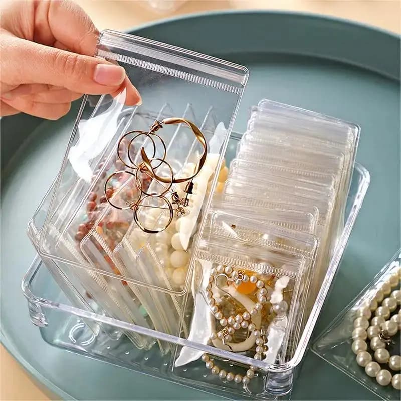 Saco Plástico Com Zip Para Jóias Em Pvc Transparente Com kit 50unidades
