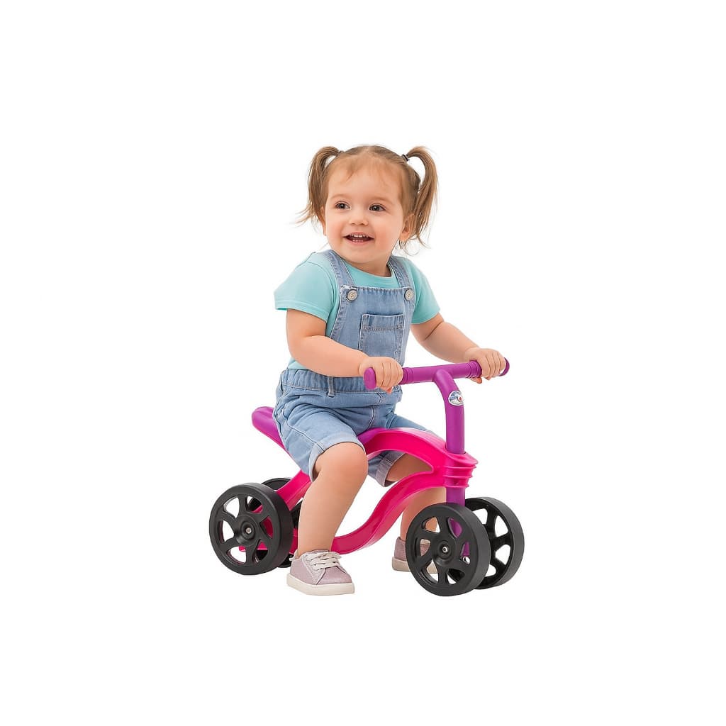 Bicicleta De Equilíbrio Infantil Futurista Sem Pedal 4 Rodas - Rosa
