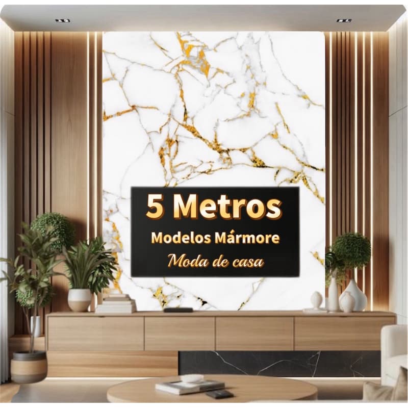 Papel de Parede Modelo Mármore 5 METROS x 45CM Adesivo Autocolante para Sala, Quarto