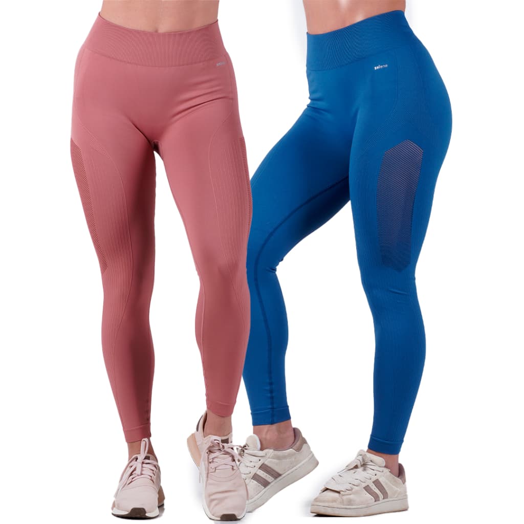 Kit 2 Calças Legging Selene Sem Costura Fitness Levanta Bumbum Sport Academia
