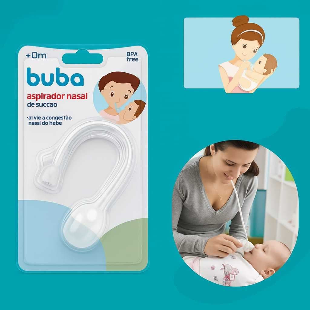 Aspirador Nasal De Sucção Alivia a Congestão  Nasal Do Bebe Remove O Catarro Buba