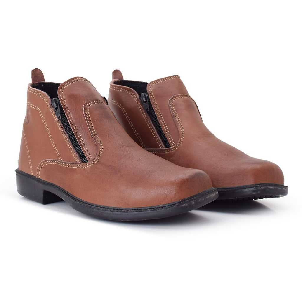 Botina Zíper Peão Masculina em Couro Original Bota Country Cano Baixo Trabalho Roça 38 ao 44