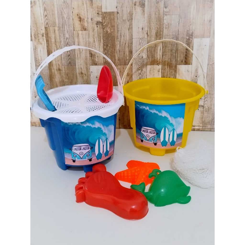Kit com 10 Baldinhos de Praia Personalizado - Kombi Surf