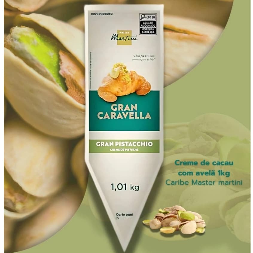 Recheio Cobertura Pistache Forneável Creme bisnaga Caravela Master Martini 1kg